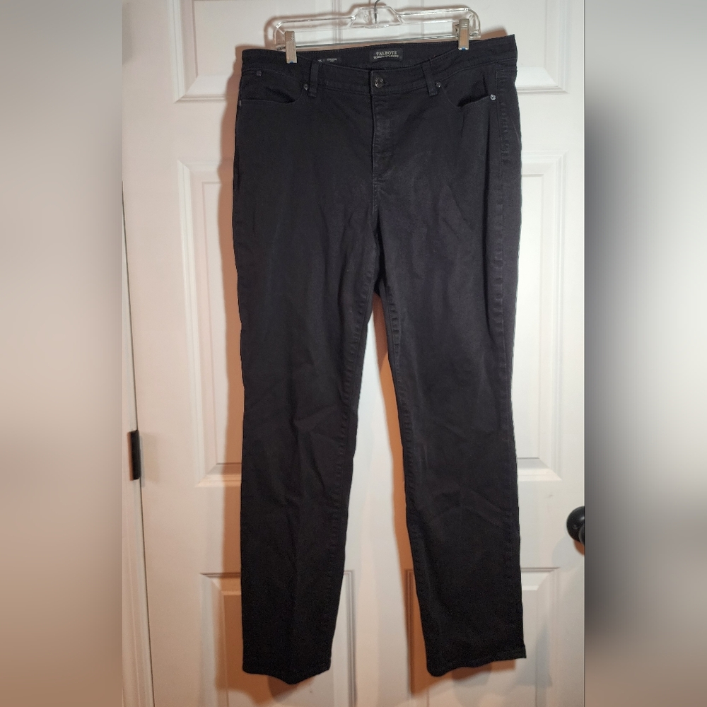 Talbots Flawless Five Pocket Stretch Black Straight Curvy Jeans Size 16 Long